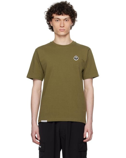 Aape By A Bathing Ape Green Khaki Spades 'Aape Now' T-Shirt for men