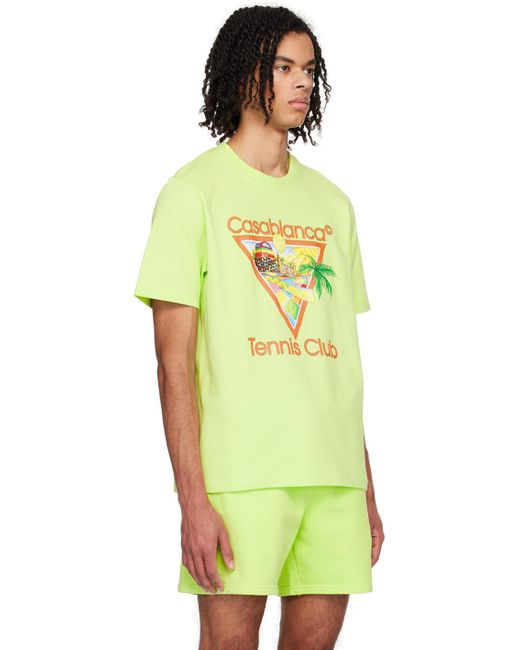 Casablancabrand Green Cotton Tennis Club Print T-shirt for men