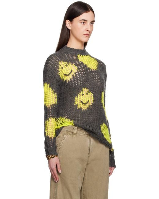 Acne Orange Embroidered Mohair Sweater