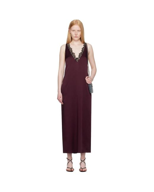 Stella McCartney Red Burgundy Satin Slip Maxi Dress