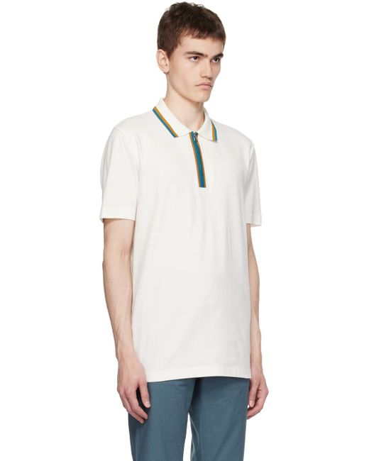 PS by Paul Smith Off-white Half Zip Polo for men