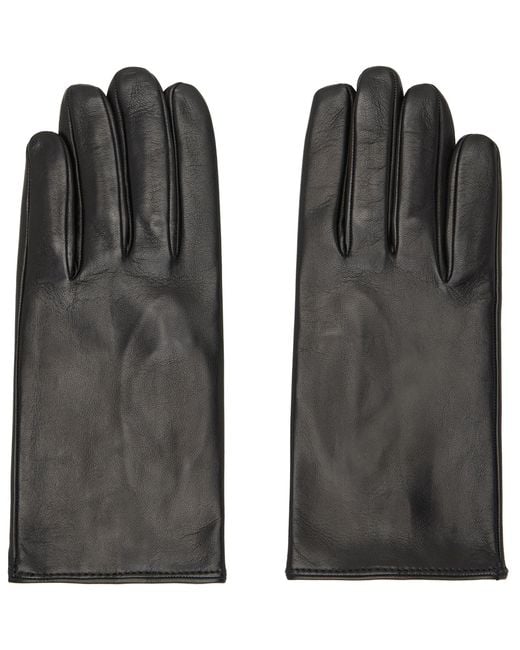 Dries Van Noten Black Leather Gloves for men