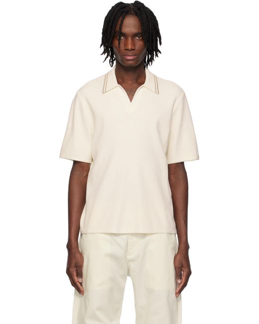 メンズ Rag & Bone オフホワイト Rib Johnny ニットポロシャツ Natural