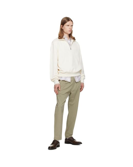 Boss Green Pleated Stretch Cotton Trousers for men