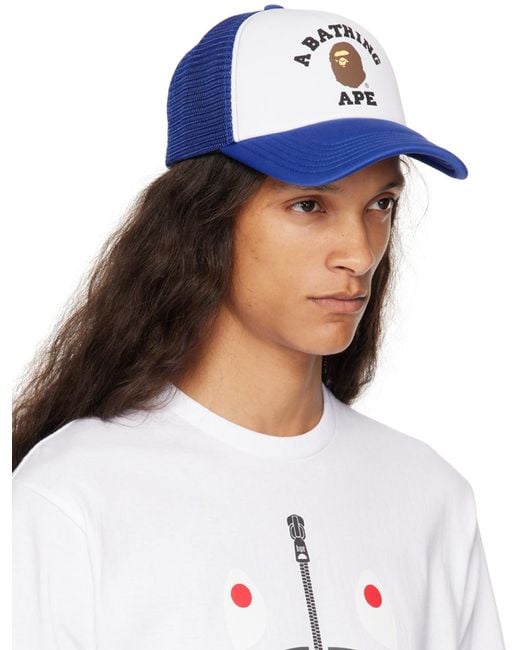 A Bathing Ape College Mesh Cap in Blue for Men | Lyst UK