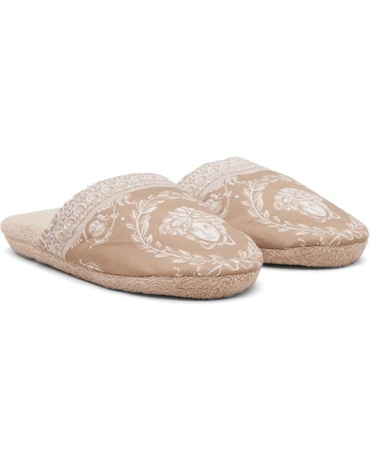 Versace Black Taupe 'I Heart Baroque' Slippers