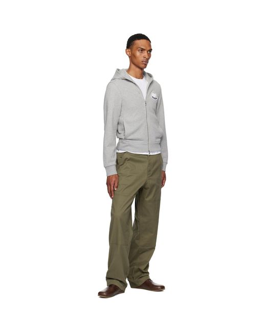 Moncler Gray Logo Cotton Zip-Up Hoodie for men