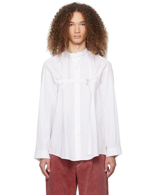 R13 White Cinch Strap Shirt for men