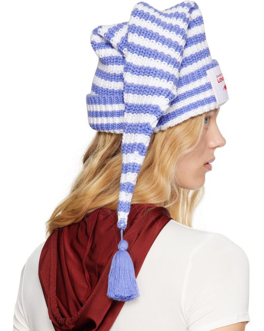 Charles Jeffrey ブルー＆ホワイト Sloppy Giuseppe ビーニー Blue