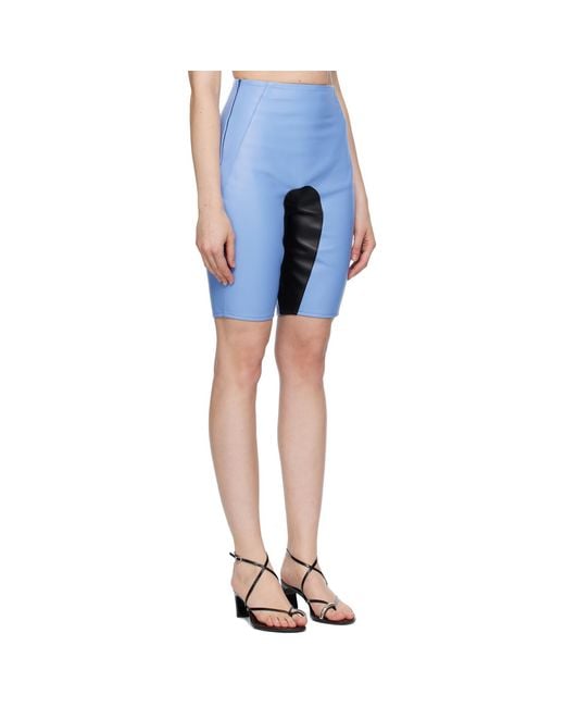 Abra Blue Wet Leather Shorts