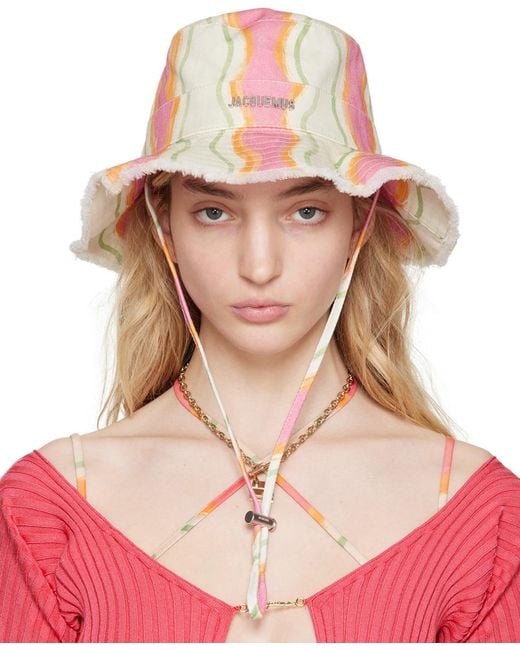 Jacquemus Pink Off-white Le Raphia 'le Bob Artichaut' Bucket Hat