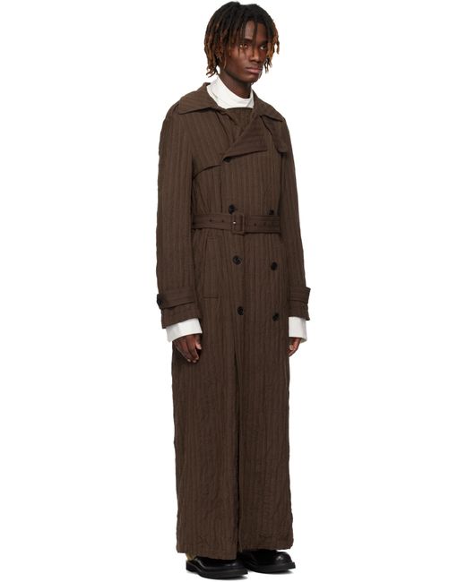 メンズ Dries Van Noten ブラウン ダブルブレスト トレンチコート Black