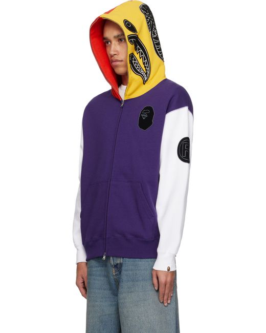 A Bathing Ape Purple Shark Full Zip Hoodie for men