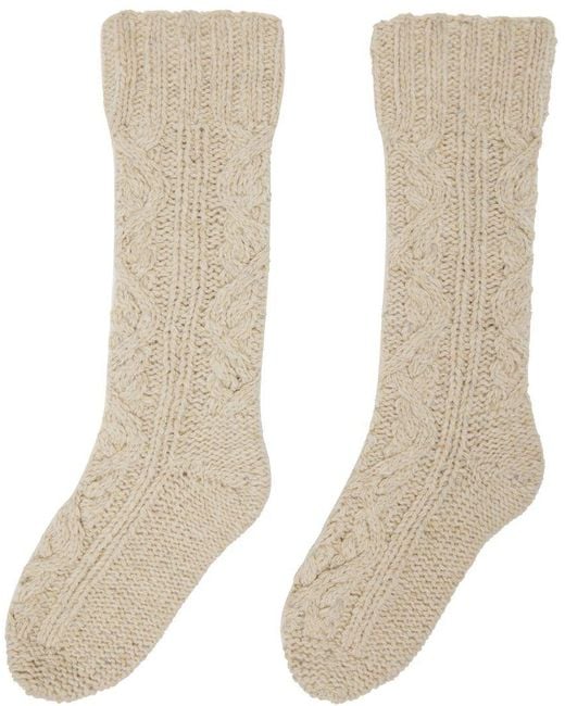 Jil Sander Natural Beige Cable Knit Socks