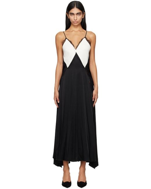 Robe Longue Noir Et Blanc À Col En V Victoria Beckham en coloris Black