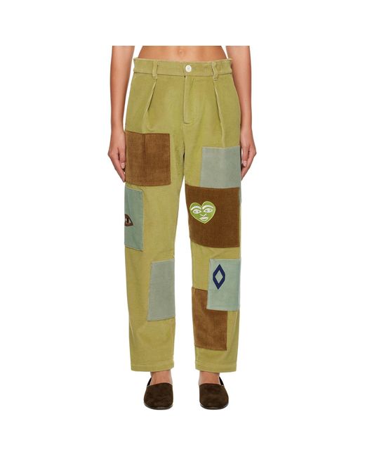 The Elder Statesman Green Patch Trousers