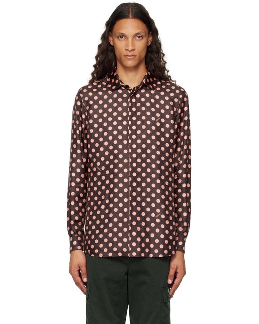 Moschino Red Silk Allover Polka Dot Shirt for men