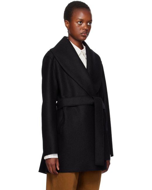 Harris Wharf London Black Belted Coat