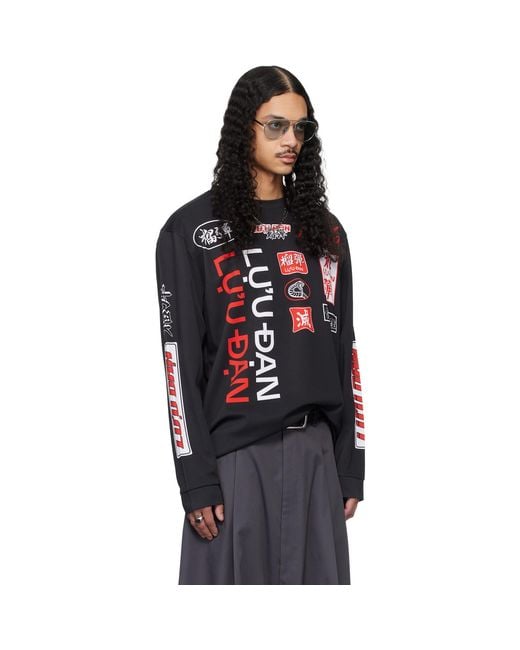 Lu'u Dan Black Oversized Long Sleeve T-Shirt for men