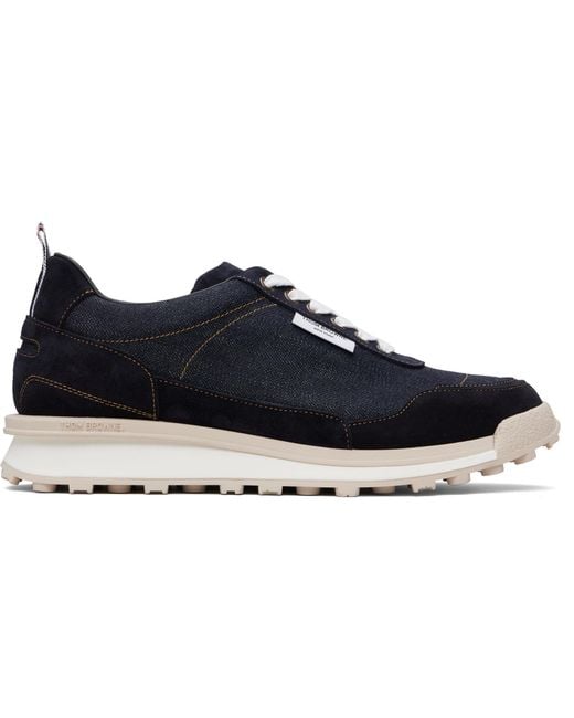 Thom Browne Blue Selvedge Denim Tech Runner Alumni Sneakers for men