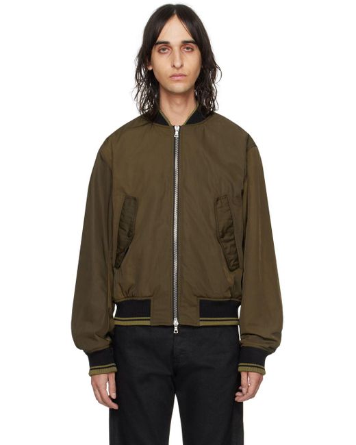 Dries Van Noten Brown Zip Bomber Jacket for Men | Lyst