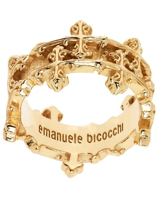 Emanuele Bicocchi Metallic Avelli Cross Double Band Ring for men