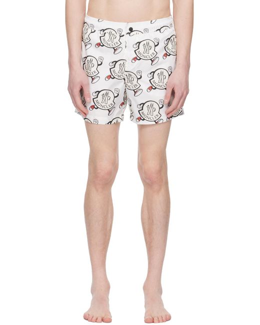 Moncler Multicolor White Printed Swim Shorts for men