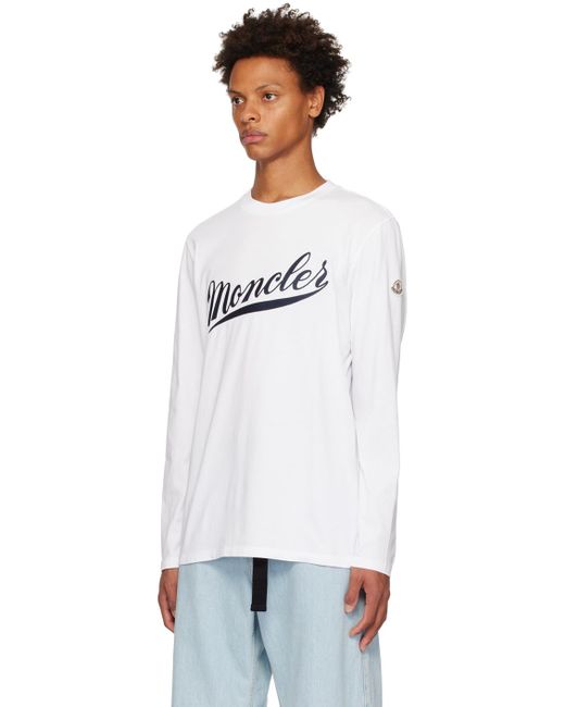 Moncler White Logo-print Long-sleeve Cotton T-shirt X for men