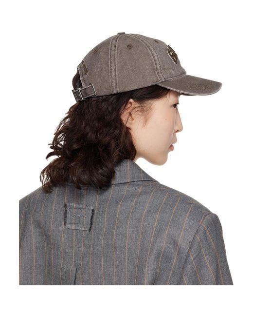 Ganni Gray Washed Canvas Cap