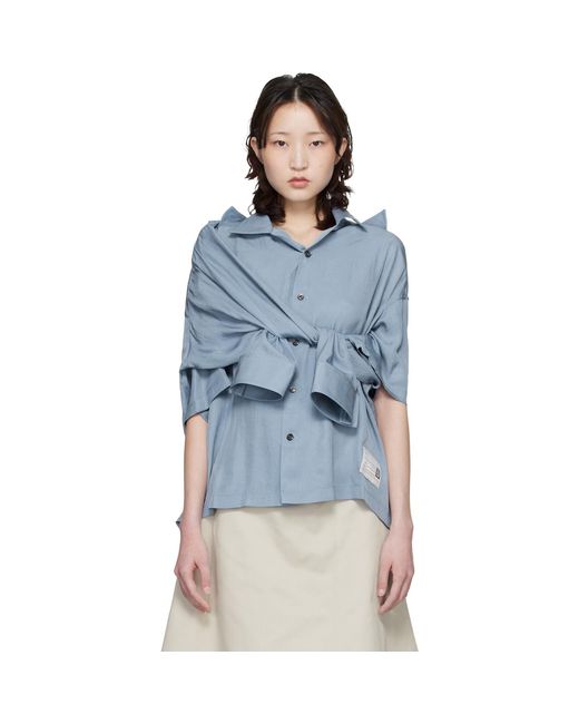 Maison Mihara Yasuhiro Blue Shawl Layered Shirt