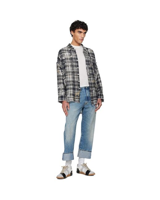 R13 Blue Cuffed X-Boyfriend Jeans for men