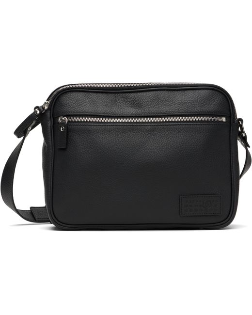 MM6 by Maison Margiela Black Leather Messenger Bag for men