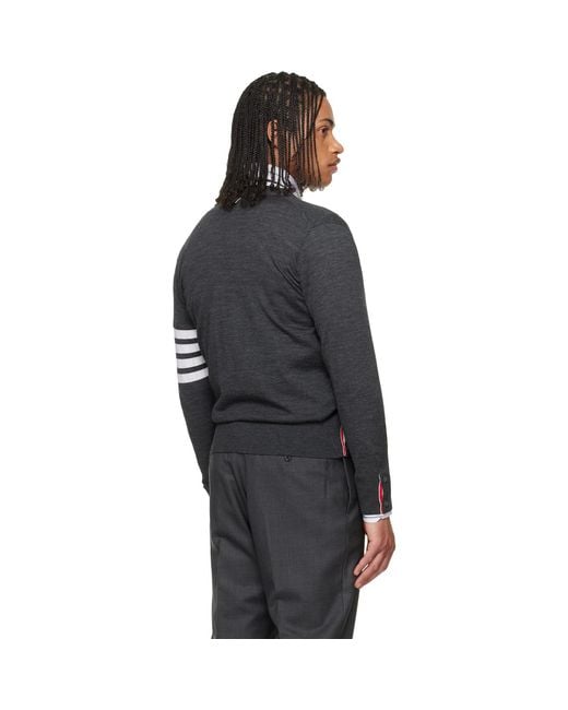 Thom Browne Black Merino Wool 4-Bar Classic Cardigan for men