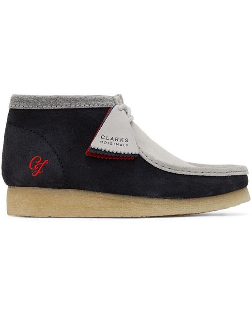 Clarks Suede Wallabee Vcy Desert Boots in Navy/Grey (Blue) for Men ...
