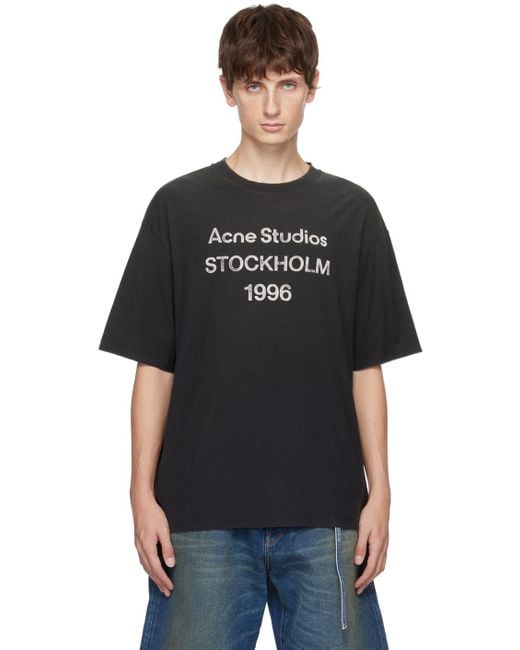 Acne Black Distressed T-shirt for men