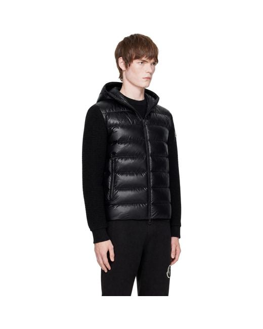 Moncler Black Down & Wool Zip-Up Jacket for men