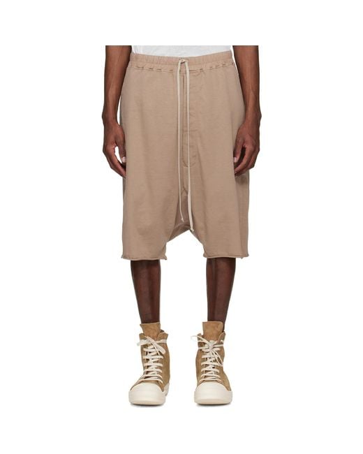 Rick Owens Natural Temple Drawstring Pods Shorts for men
