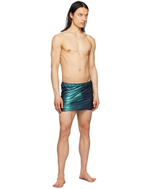 Rick Owens Blue Twisted Swim Shorts for men
