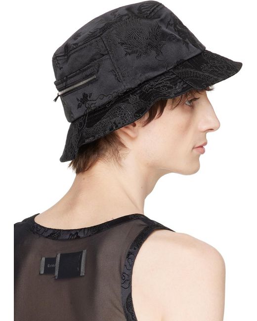 Feng Chen Wang Black Jacquard Bucket Hat for men
