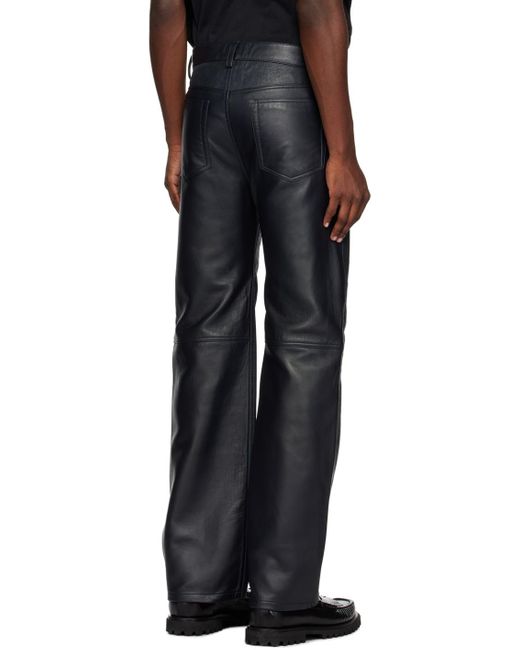 WOOD WOOD Black Henry Leather Pants for men