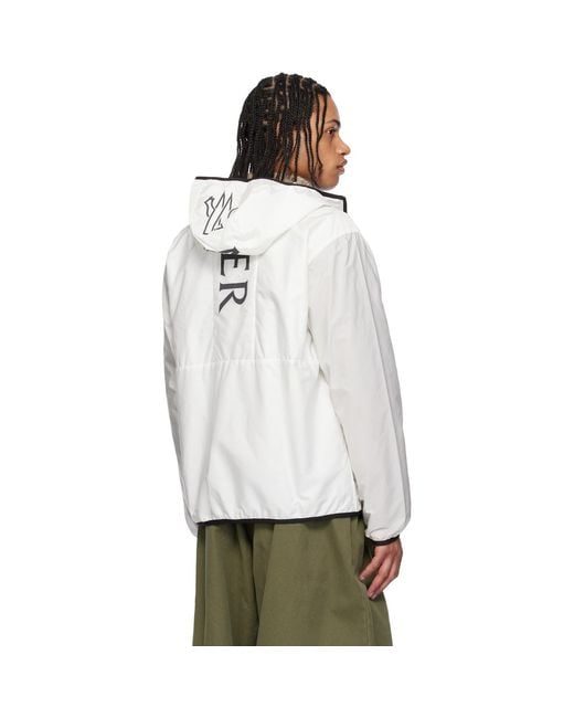 Moncler White Grainer Hooded Windbreaker Jacket for men