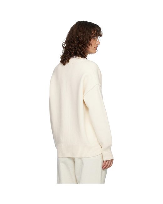 Cardigan Blanc Cassé En Laine À Logo Ami De Cœur AMI en coloris Natural