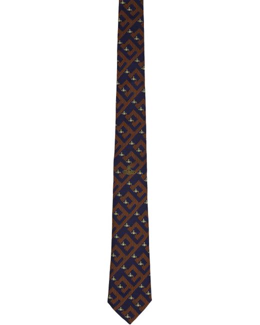 Vivienne Westwood Black Navy & Burgundy Orb Tie for men