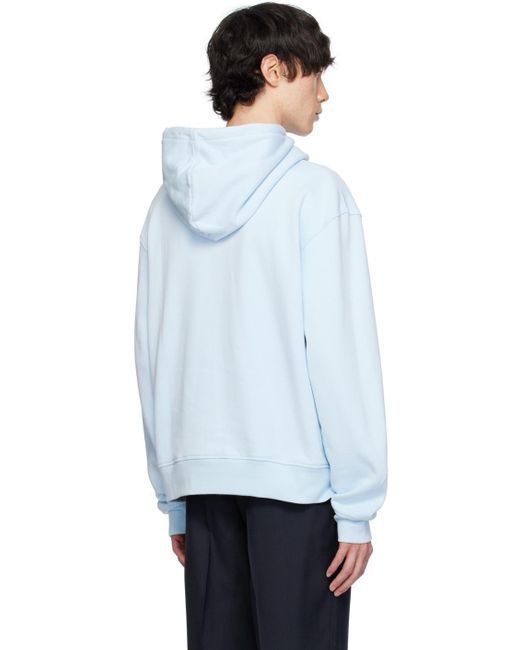 Jacquemus Blue Le Sweatshirt Brode Brand-embroidered Organic-cotton Hoody for men
