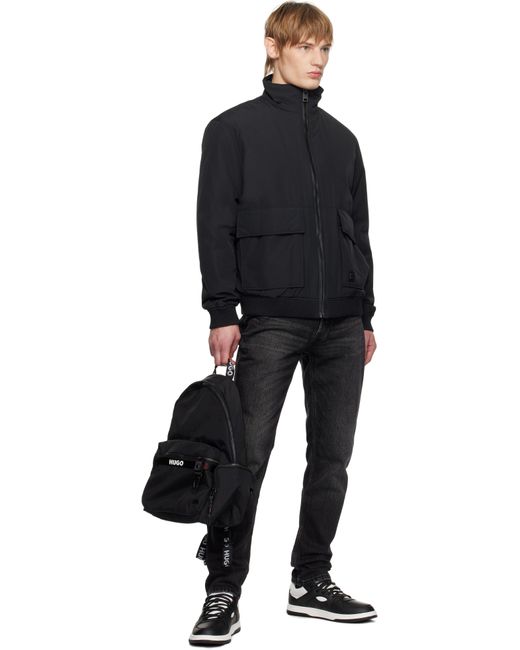 HUGO Black Multi-Pocket Contrast Logo Backpack for men