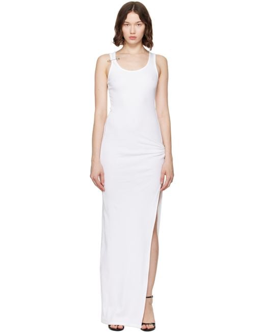 Versace Black Safety Pin Ribbed Knit Draped Gown