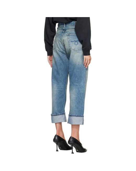 R13 Blue Cuffed X-Boyfriend Jeans