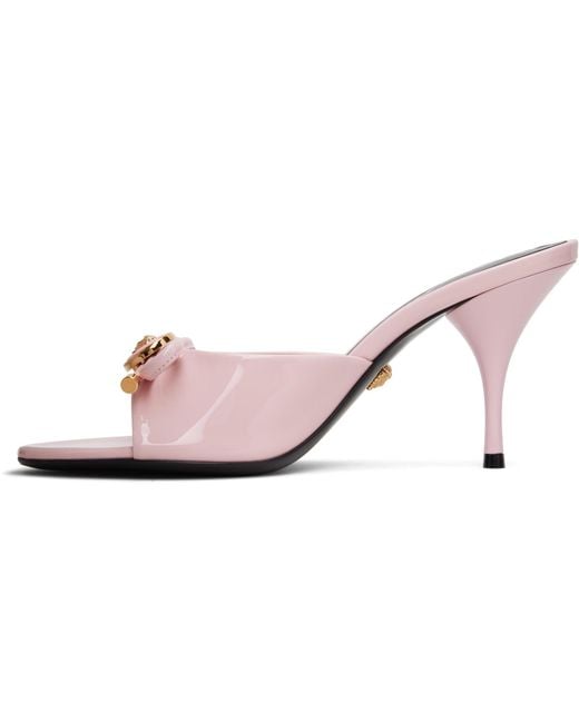 Versace Black Opera Bow Patent Mule Heeled Sandals