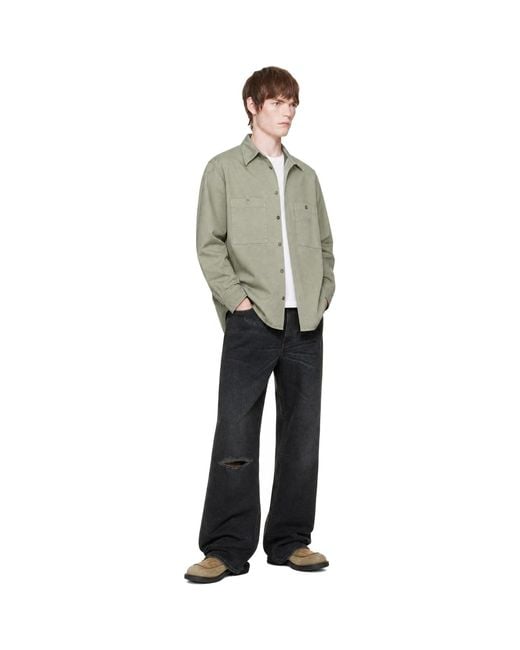 MM6 by Maison Margiela Green Khaki Cotton Overshirt for men