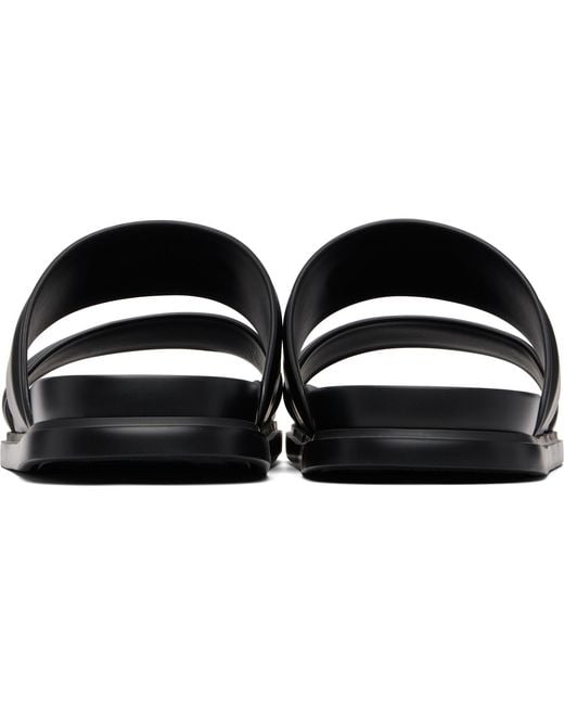 Ferragamo Black Gancini Ornament Slide Sandals for men